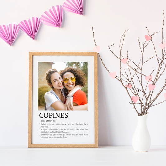Affiche copines personnalisée photos - cadeau personnalisée BFF Meilleures amies par Le Temps des Paillettes - Le Temps des Paillettes