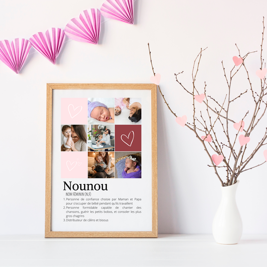Affiche nounou personnalisée photos - cadeau personnalisée pour nounou par Le Temps des Paillettes - Le Temps des Paillettes