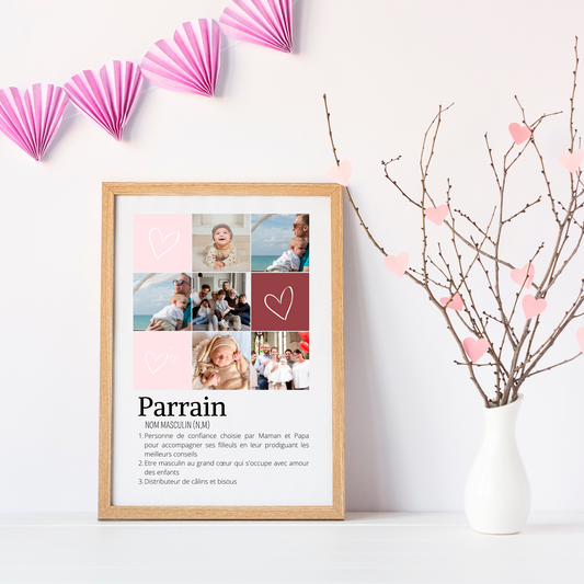Affiche parrain personnalisée photos - cadeau personnalisé parrain par Le Temps des Paillettes - Le Temps des Paillettes
