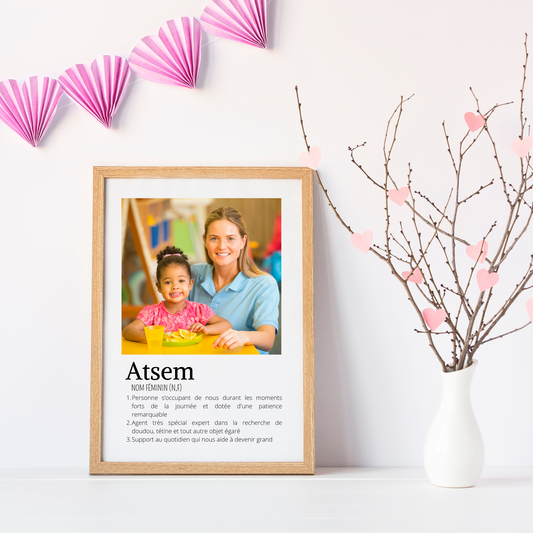 Affiche ATSEM personnalisée photos - cadeau personnalisée ATSEM par Le Temps des Paillettes - Le Temps des Paillettes