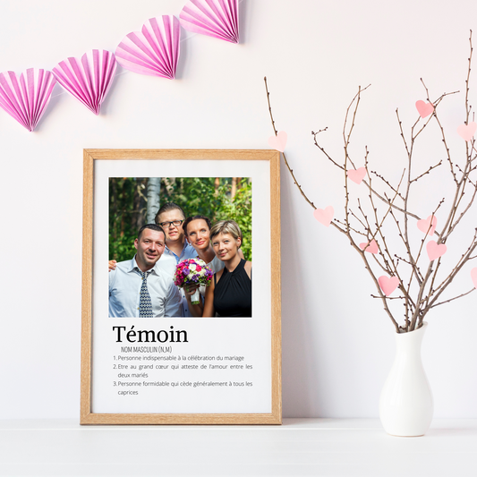 Affiche témoin personnalisée photos - cadeau personnalisé témoin par Le Temps des Paillettes - Le Temps des Paillettes