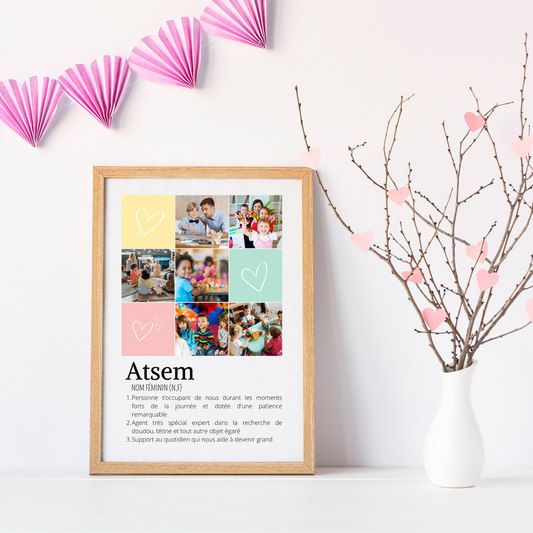 Affiche ATSEM personnalisée photos - cadeau personnalisée ATSEM par Le Temps des Paillettes - Le Temps des Paillettes