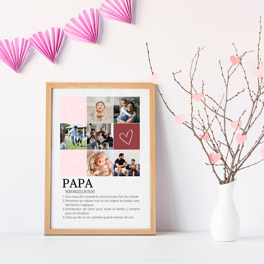 Affiche papa personnalisée photos - cadeau personnalisé papa par Le Temps des Paillettes - Le Temps des Paillettes