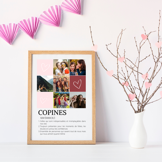 Affiche copines personnalisée photos - cadeau personnalisée BFF Meilleures amies par Le Temps des Paillettes - Le Temps des Paillettes