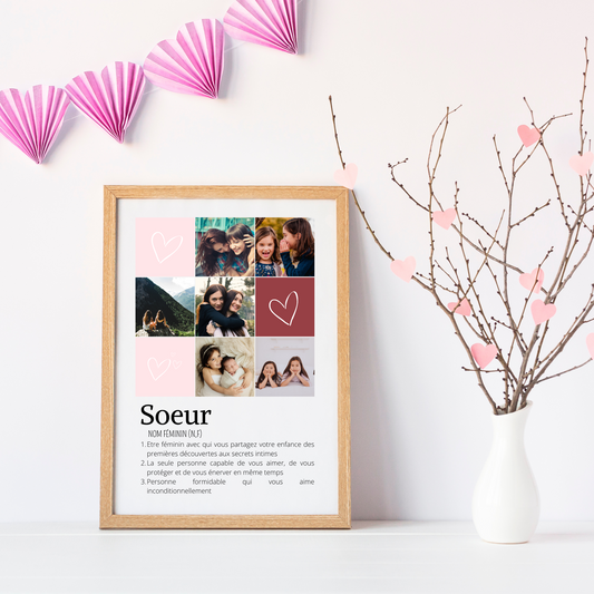 Affiche soeurs personnalisée photos - cadeau personnalisée soeurs par Le Temps des Paillettes - Le Temps des Paillettes