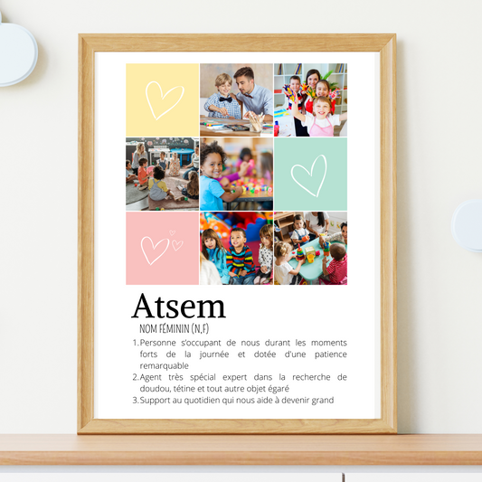 Affiche ATSEM personnalisée photos - cadeau personnalisée ATSEM par Le Temps des Paillettes - Le Temps des Paillettes