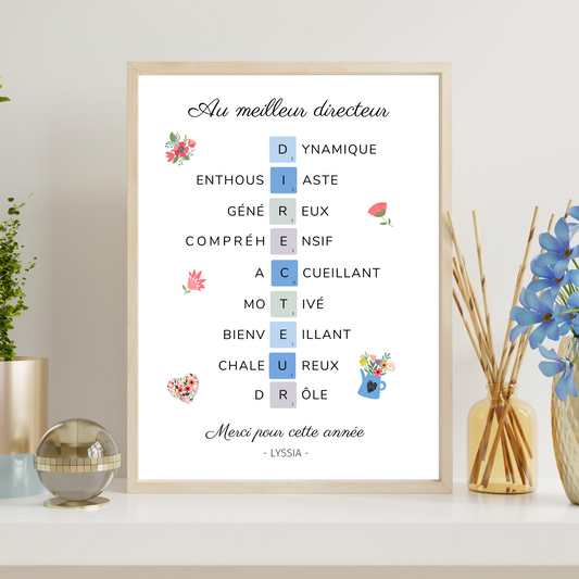 Affiche directeur école personnalisé - Affiche directeur définition - affiche qualité directeur par Le Temps des Paillettes - Le Temps des Paillettes