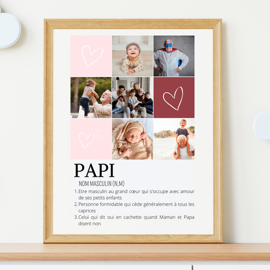 Affiche papi personnalisée photos - cadeau personnalisé papi par Le Temps des Paillettes - Le Temps des Paillettes