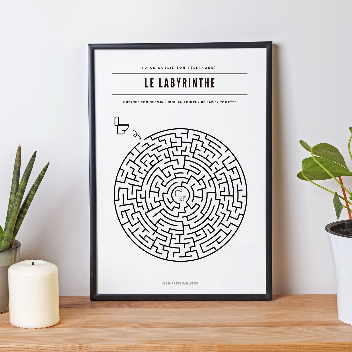 Poster labyrinthe - Affiche minimalistes WC et salle de bain - Affiche Les toilettes  par Le Temps des Paillettes