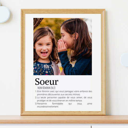 Affiche soeurs personnalisée photos - cadeau personnalisée soeurs par Le Temps des Paillettes - Le Temps des Paillettes