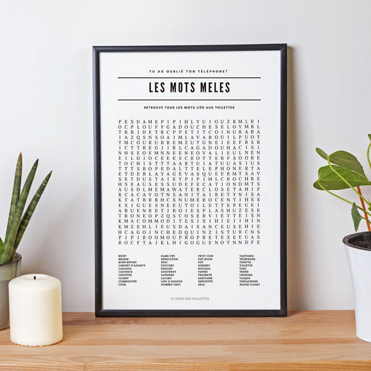Poster Mots Meles les toilettes - Affiche minimalistes WC et salle de bain - Affiche Les toilettes par Le Temps des Paillettes - Le Temps des Paillettes