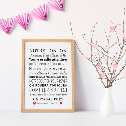 Affiche tonton personnalisée - cadeau personnalisé tonton par Le Temps des Paillettes - Le Temps des Paillettes