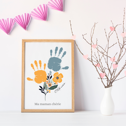 Affiche maman personnalisée empreinte de mains - cadeau personnalisée fête des mères par Le Temps des Paillettes - Le Temps des Paillettes
