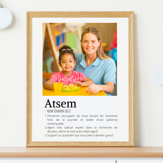 Affiche ATSEM personnalisée photos - cadeau personnalisée ATSEM par Le Temps des Paillettes - Le Temps des Paillettes