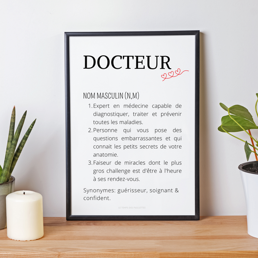 Affiche définition docteur - Affiche minimalistes docteur - Affiche salle d'attente  par Le Temps des Paillettes