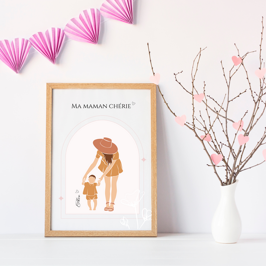 Affiche maman personnalisée boho abstract - cadeau personnalisée fête des mères  par Le Temps des Paillettes