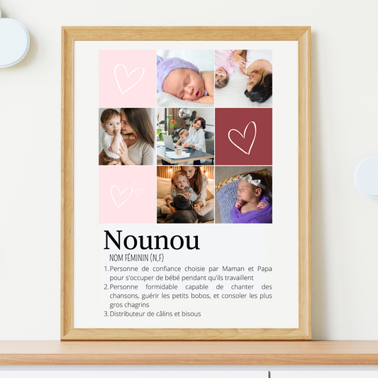 Affiche nounou personnalisée photos - cadeau personnalisée pour nounou par Le Temps des Paillettes - Le Temps des Paillettes