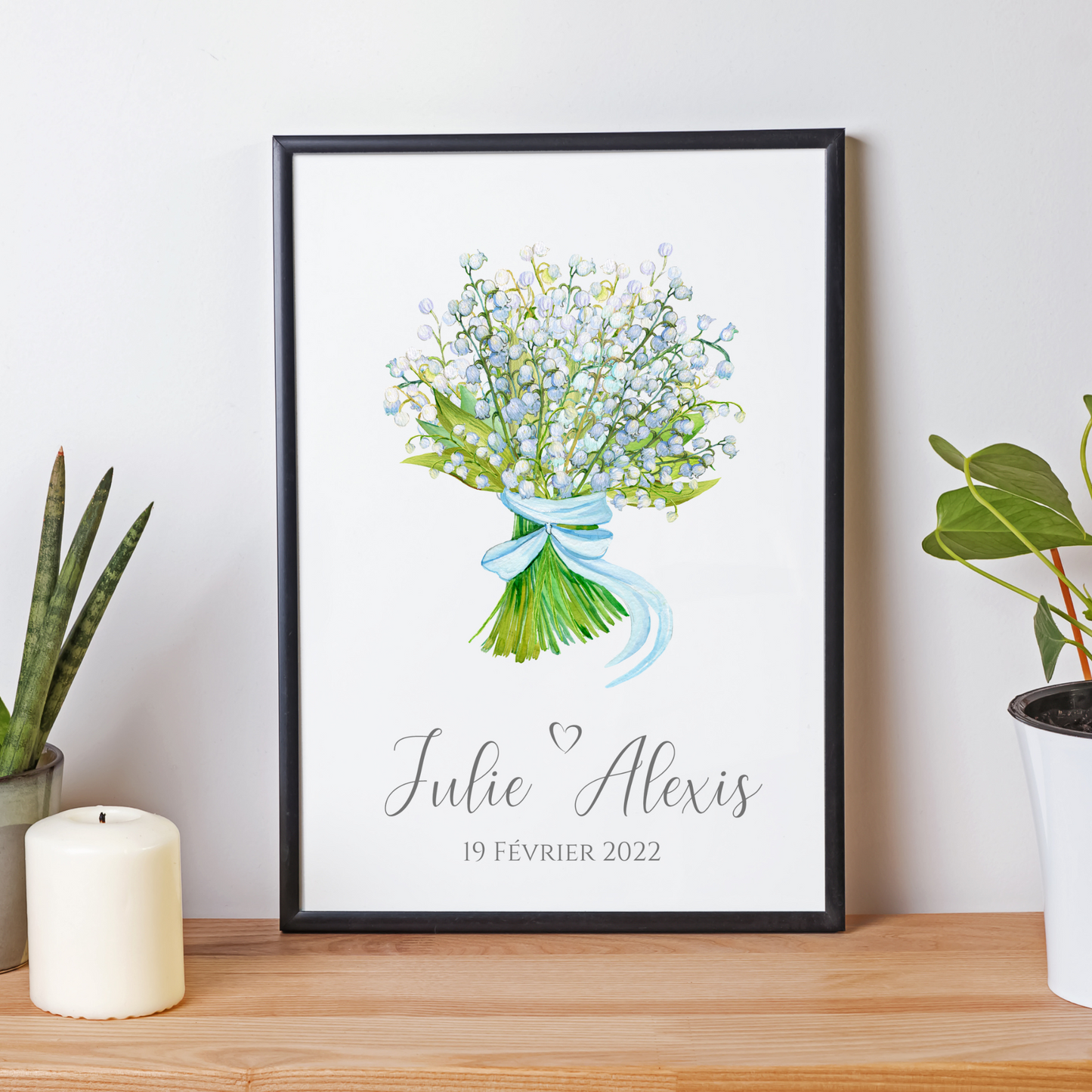 Affiche couple noce de muguet -  13 ans de mariage - affiche anniversaire de mariage  par Le Temps des Paillettes