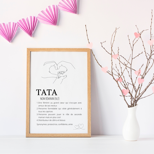 Affiche Définition tata - Cadre tata single line - Cadeau pour super tata par Le Temps des Paillettes - Le Temps des Paillettes