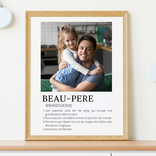 Affiche beau-père personnalisée photos - cadre photo beau-père par Le Temps des Paillettes - Le Temps des Paillettes