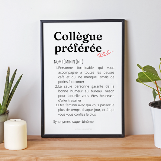 Affiche définition Collègue personnalisable - cadeau collègue personnalisable par Le Temps des Paillettes - Le Temps des Paillettes