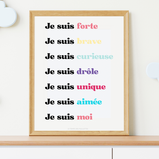 Affiche affirmations positives enfant -  affirmations personnalisées - affirmations pour enfants  par Le Temps des Paillettes