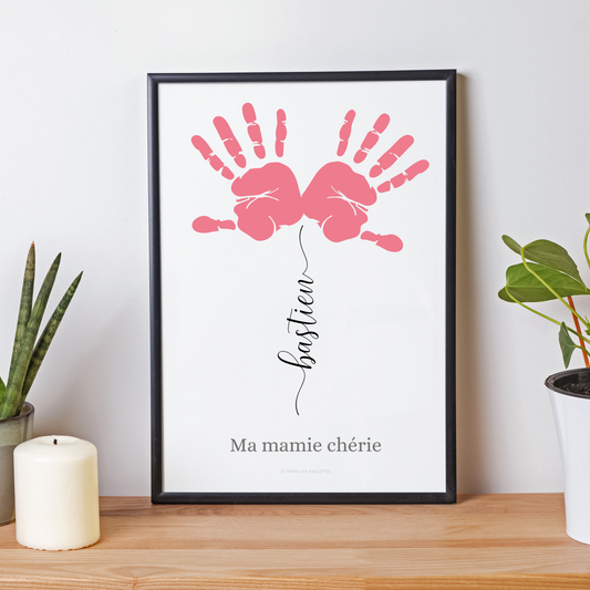 Affiche mamie personnalisée empreinte de mains et prénoms des petits enfants - fête des grands mères par Le Temps des Paillettes - Le Temps des Paillettes