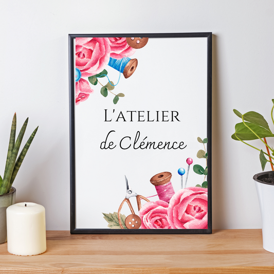 Affiche Atelier de Couture Personnalisée - Affiche couturière personnalisée - cadeau pour couturière par Le Temps des Paillettes