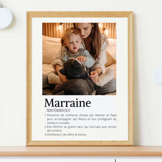 Affiche marraine personnalisée photos - cadeau personnalisé marraine par Le Temps des Paillettes