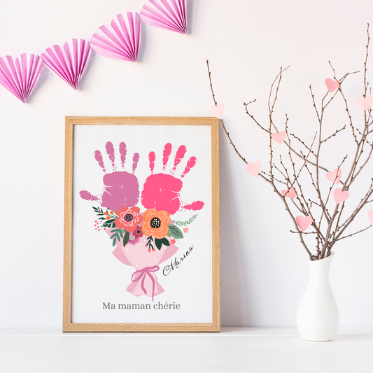 Affiche maman personnalisée empreinte de mains - cadeau personnalisée fête des mères par Le Temps des Paillettes - Le Temps des Paillettes