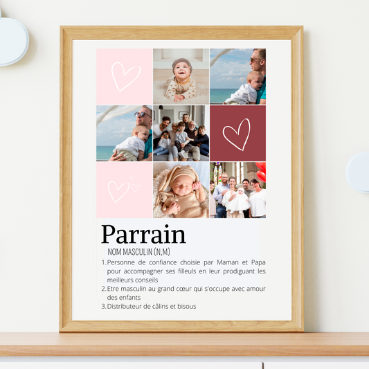 Affiche parrain personnalisée photos - cadeau personnalisé parrain par Le Temps des Paillettes - Le Temps des Paillettes