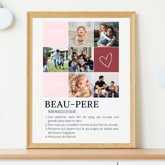 Affiche beau-père personnalisée photos - cadre photo beau-père par Le Temps des Paillettes - Le Temps des Paillettes