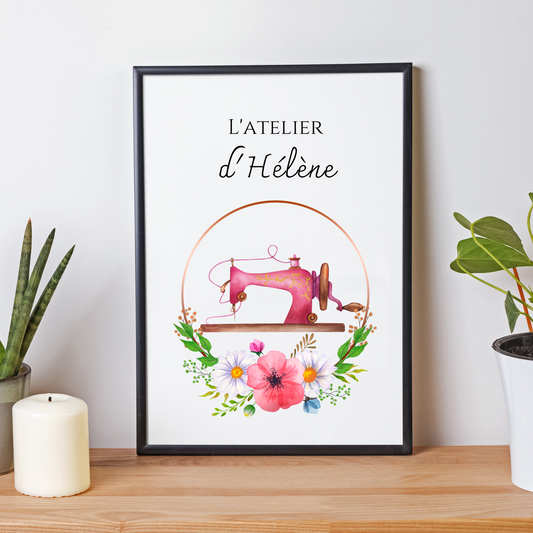 Affiche Atelier de Couture Personnalisée - Affiche couturière personnalisée - cadeau pour couturière par Le Temps des Paillettes - Le Temps des Paillettes