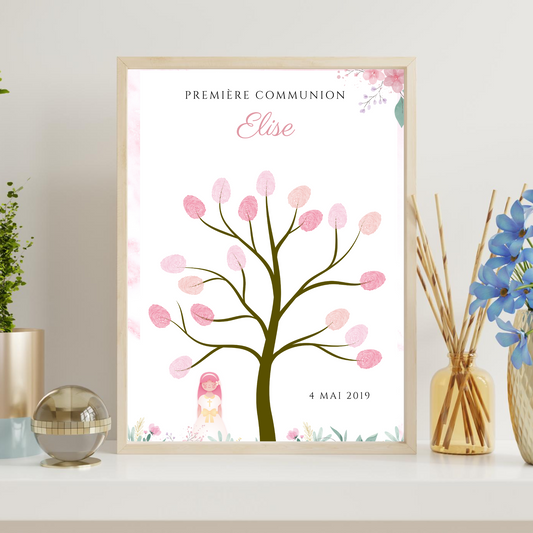 Arbre à empreintes première communion  - Déco confirmation personnalisé par le Temps des Paillettes - Le Temps des Paillettes
