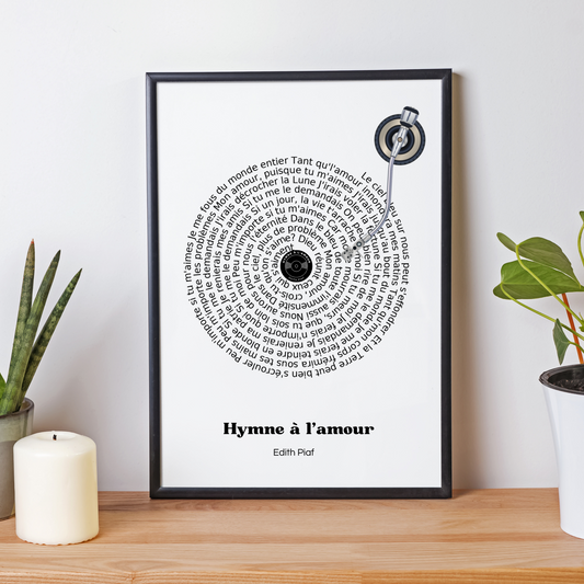 Affiche de paroles de vinyle personnalisée, affiche musicale personnalisée, cadeau de musique par Le Temps des Paillettes