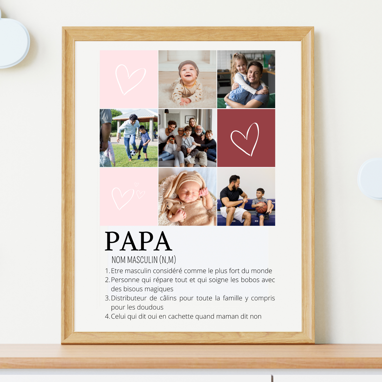 Affiche papa personnalisée photos - cadeau personnalisé papa par Le Temps des Paillettes