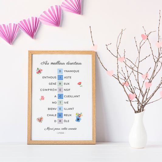 Affiche directeur école personnalisé - Affiche directeur définition - affiche qualité directeur par Le Temps des Paillettes - Le Temps des Paillettes