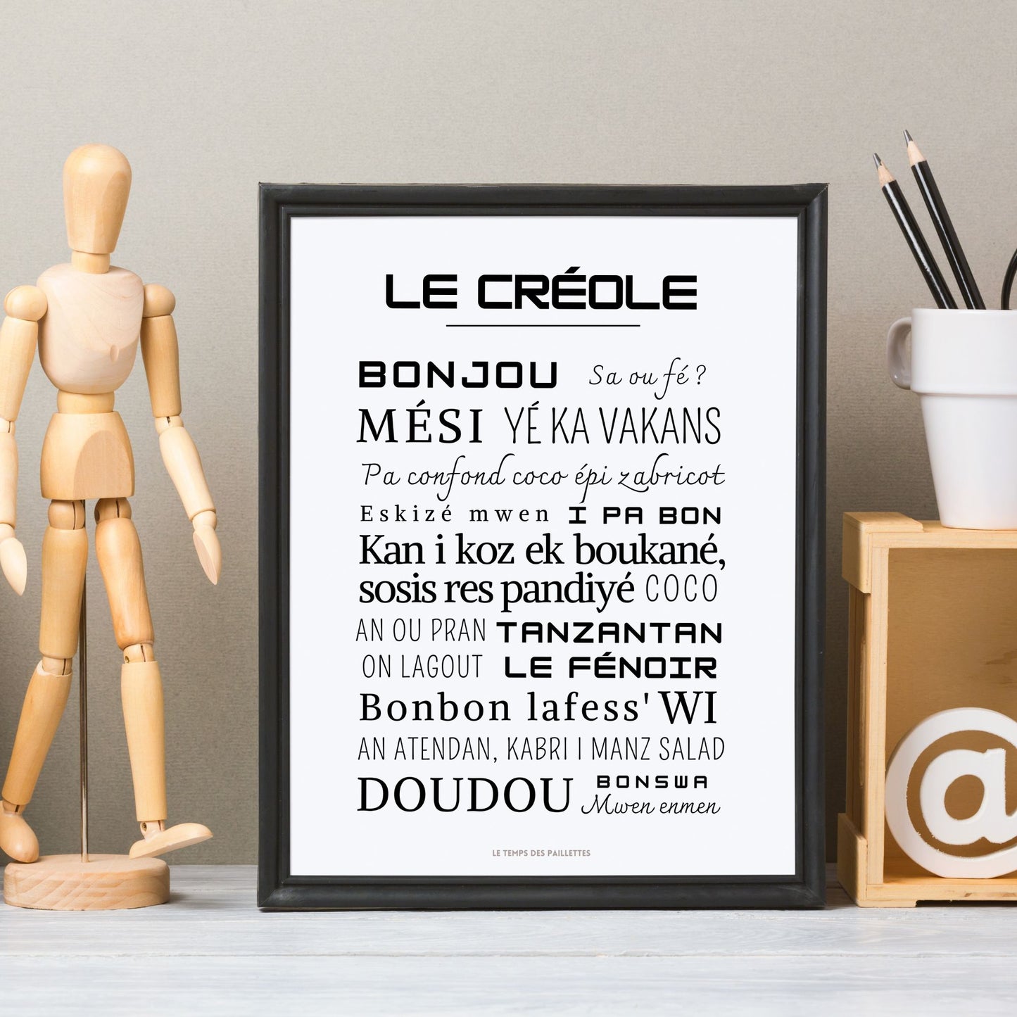 Affiche Le créole - Affiche mots et expressions en créole - Affiche minimaliste antille par Le Temps des Paillettes