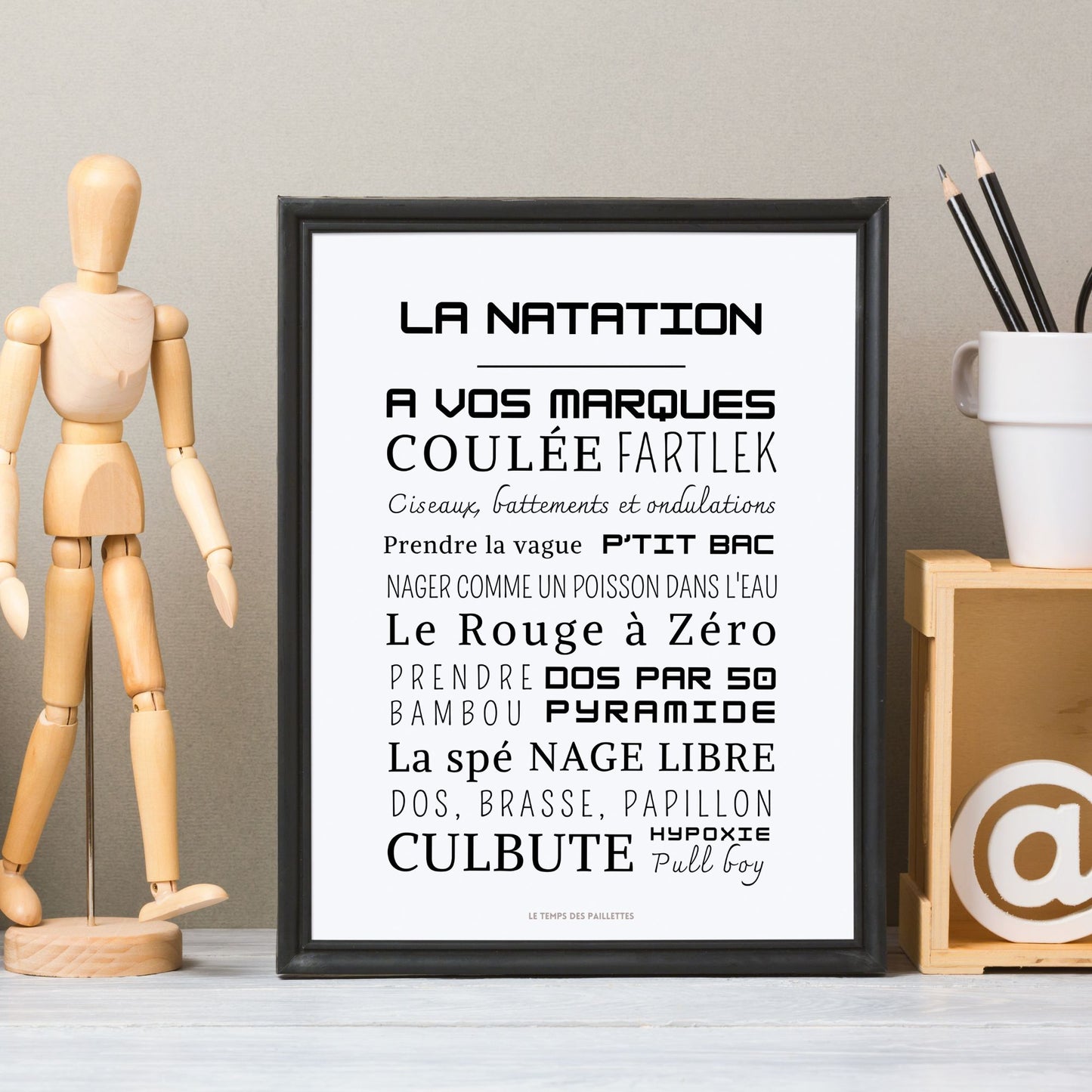 Affiche natation - Affiche mots et expressions de natation  - Poster sport par Le Temps des Paillettes