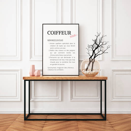 Affiche définition coiffeur - Affiche minimalistes coiffeur - Affiche salon de coiffure par Le Temps des Paillettes - Le Temps des Paillettes