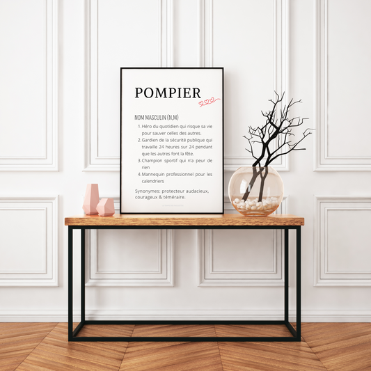 Affiche définition pompier - Affiche minimalistes pompier  - Affiche caserne pompier  par Le Temps des Paillettes - Le Temps des Paillettes