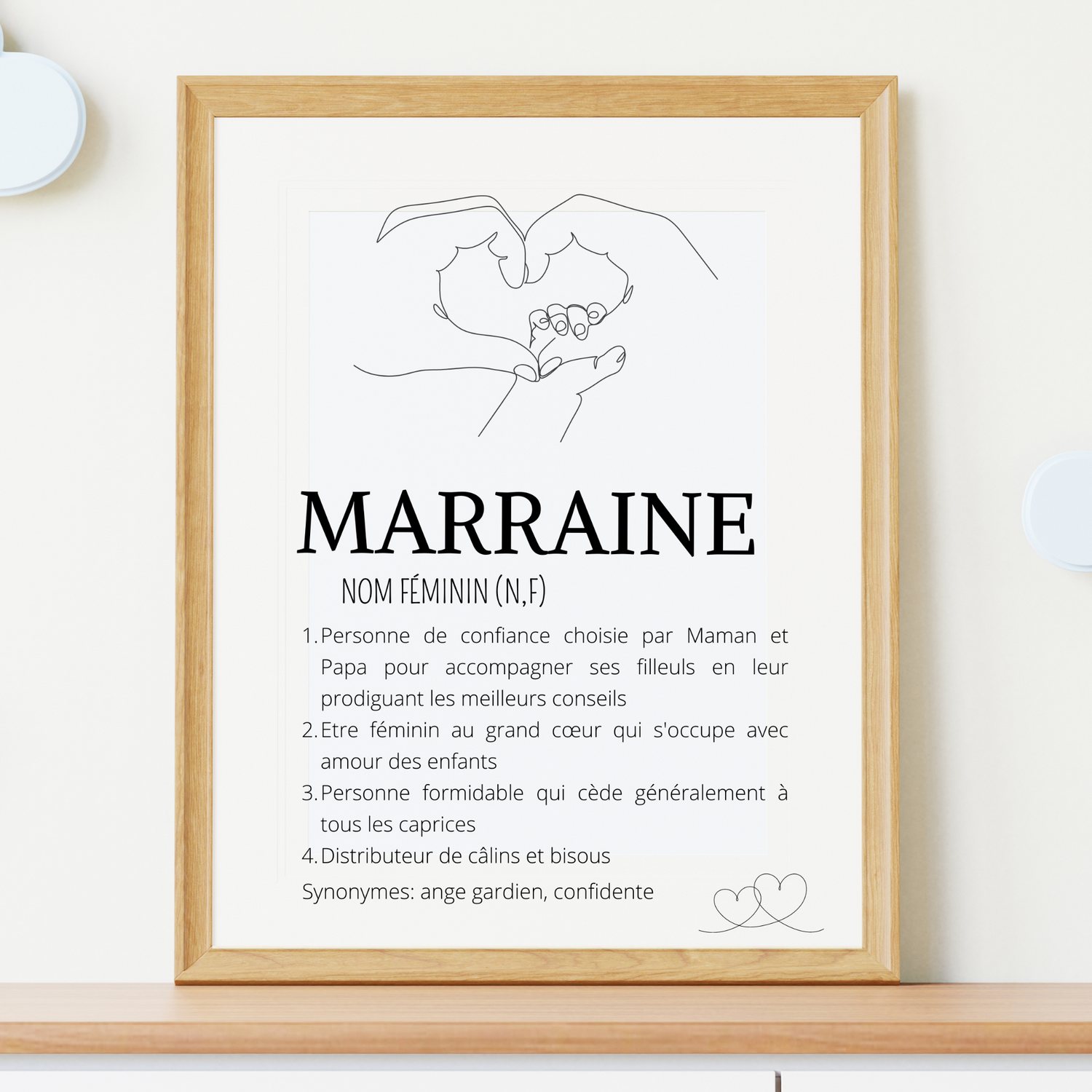 Affiche Définition Marraine | Cadeau Personnalisé - Affiche Marraine Single Line - Le Temps des Paillettes