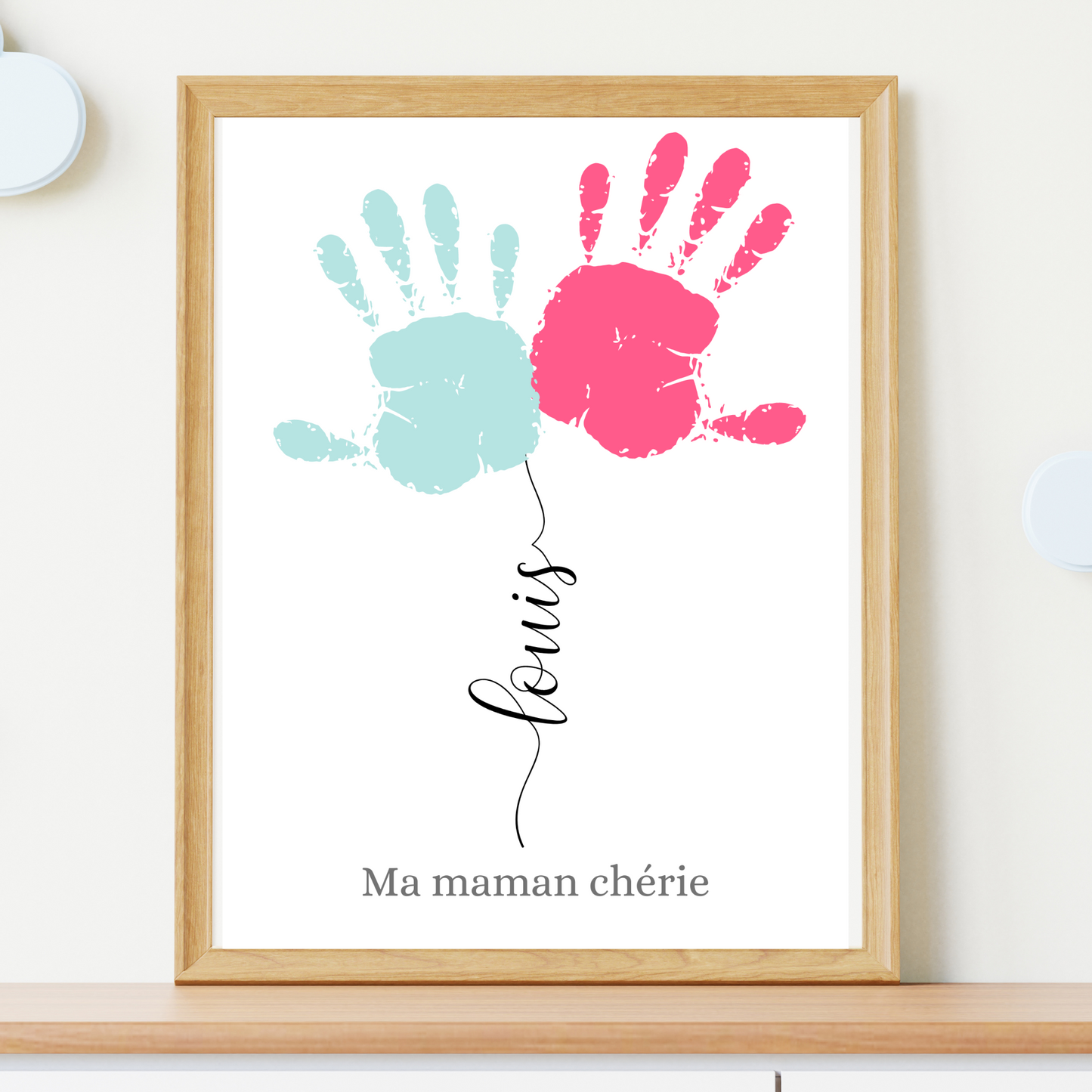 Affiche maman personnalisée empreinte de mains  - cadeau personnalisée fête des mères  par Le Temps des Paillettes