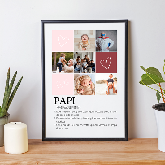 Affiche papi personnalisée photos - cadeau personnalisé papi par Le Temps des Paillettes - Le Temps des Paillettes