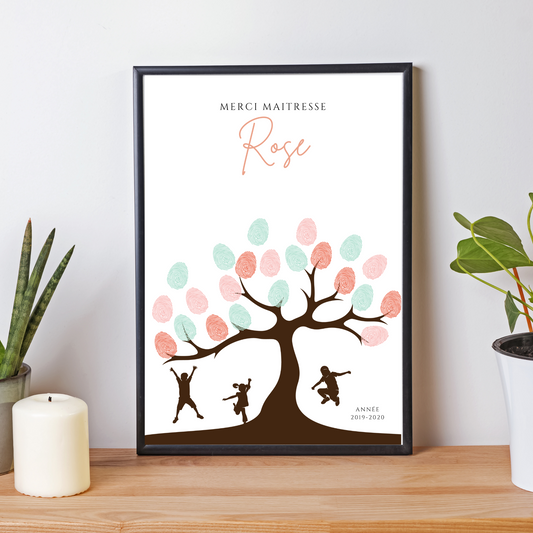 Affiche empreinte pour classe - cadeau maitresse - affiche merci maitresse par Le Temps des Paillettes - Le Temps des Paillettes