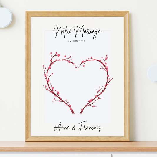 Arbre à empreintes personnalisé mariage / couple - Affiche à imprimer par le Temps des Paillettes - Le Temps des Paillettes