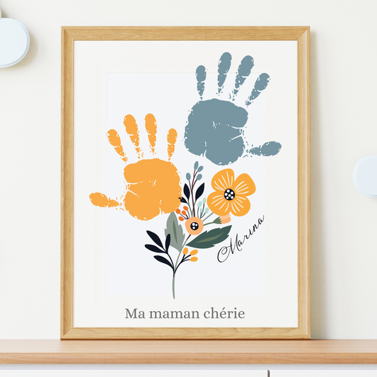 Affiche maman personnalisée empreinte de mains - cadeau personnalisée fête des mères par Le Temps des Paillettes - Le Temps des Paillettes