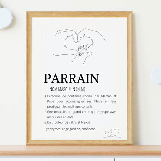 Affiche définition parrain - cadeau pour parrain - décoration single line par Le Temps des Paillettes - Le Temps des Paillettes