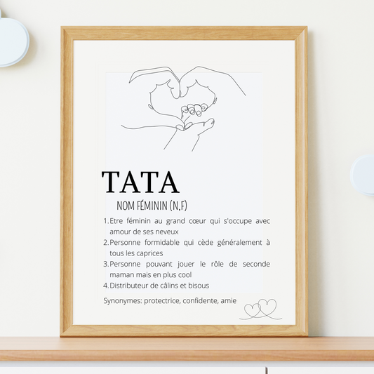 Affiche Définition tata - Cadre tata single line - Cadeau pour super tata par Le Temps des Paillettes - Le Temps des Paillettes