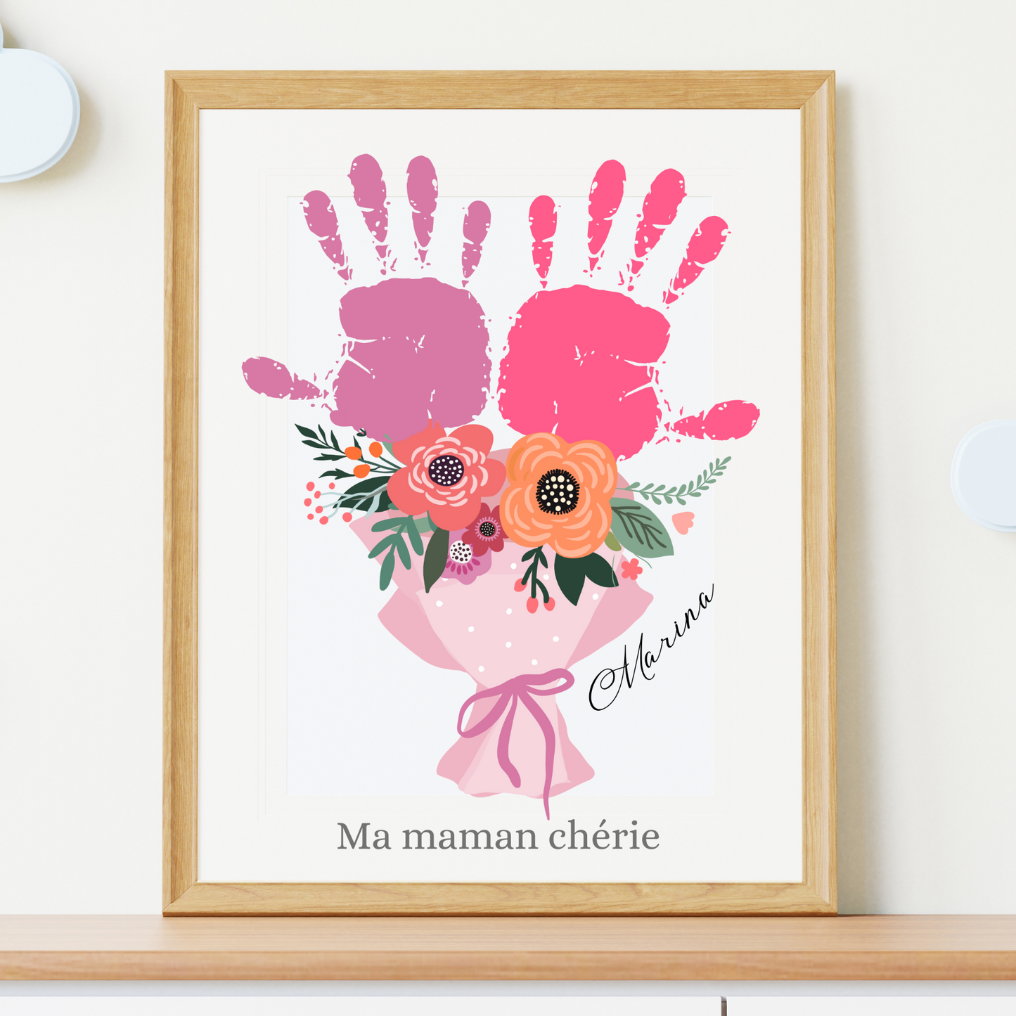 Affiche maman personnalisée empreinte de mains  - cadeau personnalisée fête des mères  par Le Temps des Paillettes